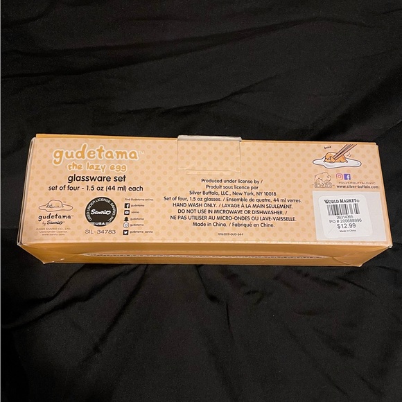 Sanrio Gudetama The Lazy Egg Shot Glass Set Of 4 1.5oz New In Box - Picture 2 of 7